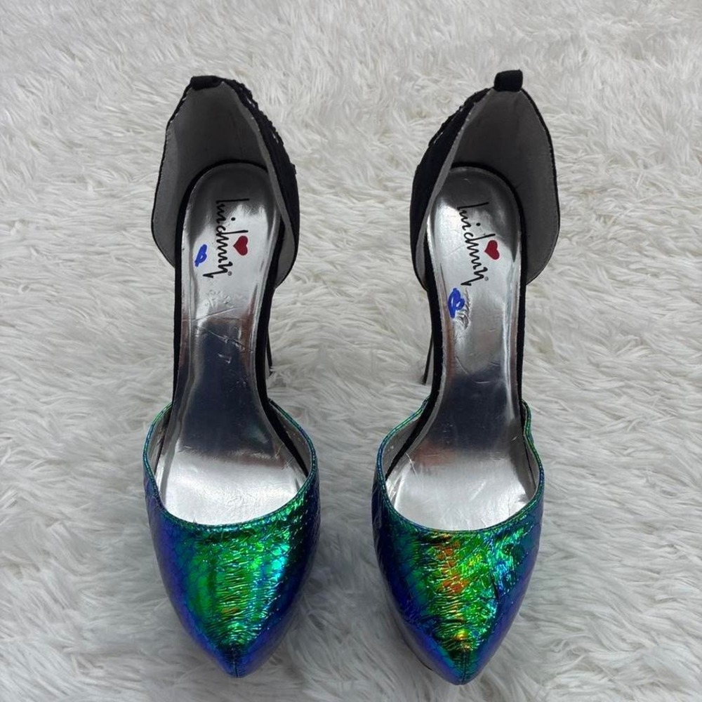 Mermaid Table Dance Glam blue & green iridescent high heels